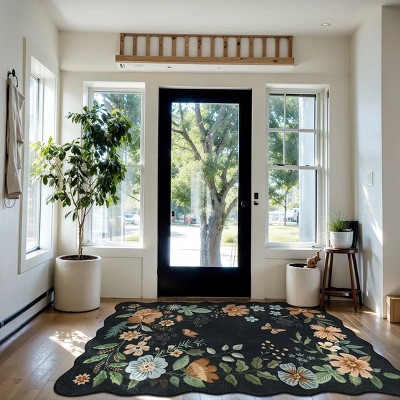 Lahome Machine Washable Back to College Series Floral Plant Floor Mat-Natural Bio-Printed Soft Rug for Living Room, School, Bedroom, or Entryway
