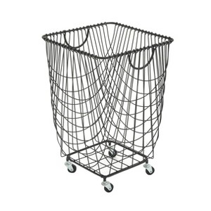 Square Industrial Metal Storage Cart Black CosmoLiving by Cosmopolitan: No Assembly, Iron Frame, Swivel Caster Wheels, Indoor Use - 1 of 4