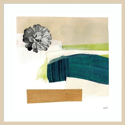 Day Beach I Abstract Giclee Print with Natural Frame