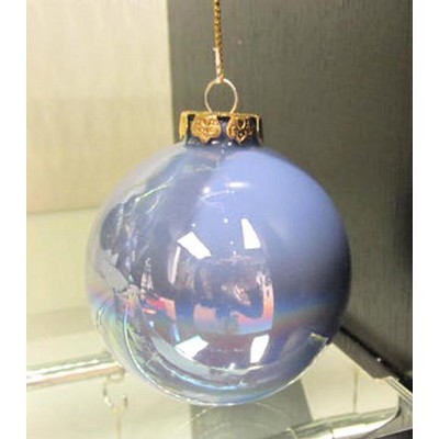 Allstate Floral 3.25" Periwinkle Blue Iridescent Striped Christmas Glass Ball Ornament