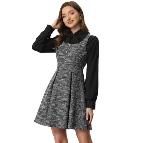 Allegra K Women's Sleeveless Square Neck Plaid Fit And Flare Tweed Dresses  : Target