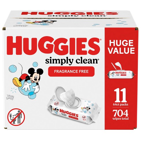 Huggies Simply Clean Unscented Baby Wipes 11 Flip-top Packs (704ct