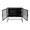 Modern Storage Cabinet with Glass Door Metal Frame Double Layer Freestanding Sideboard Suitable for Living Room Kitchen Black - 3 of 4