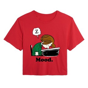 Women's - Peanuts - Peppermint Patty Mood Cropped Graphic T-Shirt - 1 of 4