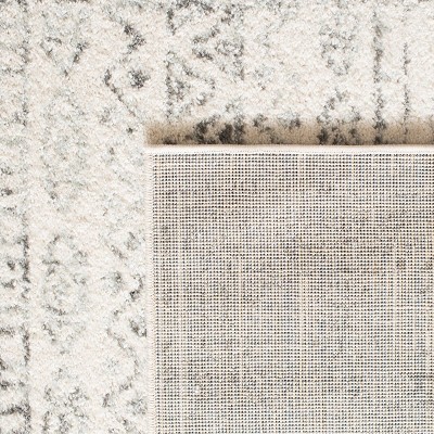 Ivory and Grey Synthetic 2' x 5' Hand-Knotted Easy Care Runner Rug