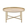 Oak and Gold Coffee Table with Tray Top - 3 of 4