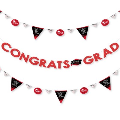 Big Dot of Happiness Red Grad - Best is Yet to Come - 2022 Red Party Letter Banner Decoration - 36 Banner Cutouts and Congrats Grad Banner Letters