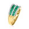 Ross-Simons 1.50 ct. t.w. Emerald and .73 ct. t.w. Diamond Multi-Row Dome Ring in 14kt Yellow Gold - 3 of 4