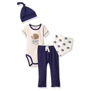 Touched by Nature Baby Boy Organic Cotton Layette Set 4-Piece, Hedgehog - 1 of 1