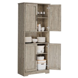 GustoWave 70" Kitchen Pantry Cabinet with Doors and Adjustable Shelves, Freestanding Cupboard, Tall Storage Cabinet for Dining Room, Gray - 1 of 4