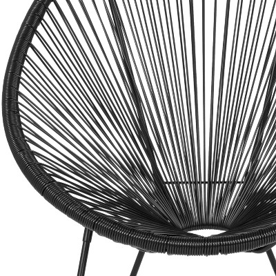 Black Woven Basket Papasan Bungee Lounge Chair