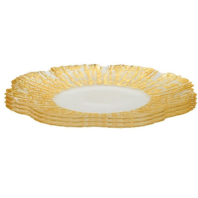Classic Touch Set 4 Flower Shaped Plates Scalloped-Gold, 2 of 4