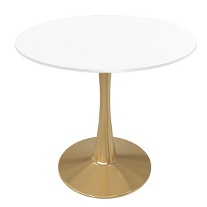LeisureMod Bristol 24" Round Dining Table, Modern MDF Top & Gold Pedestal Base Accent Table for Café or Dining Room - 1 of 4