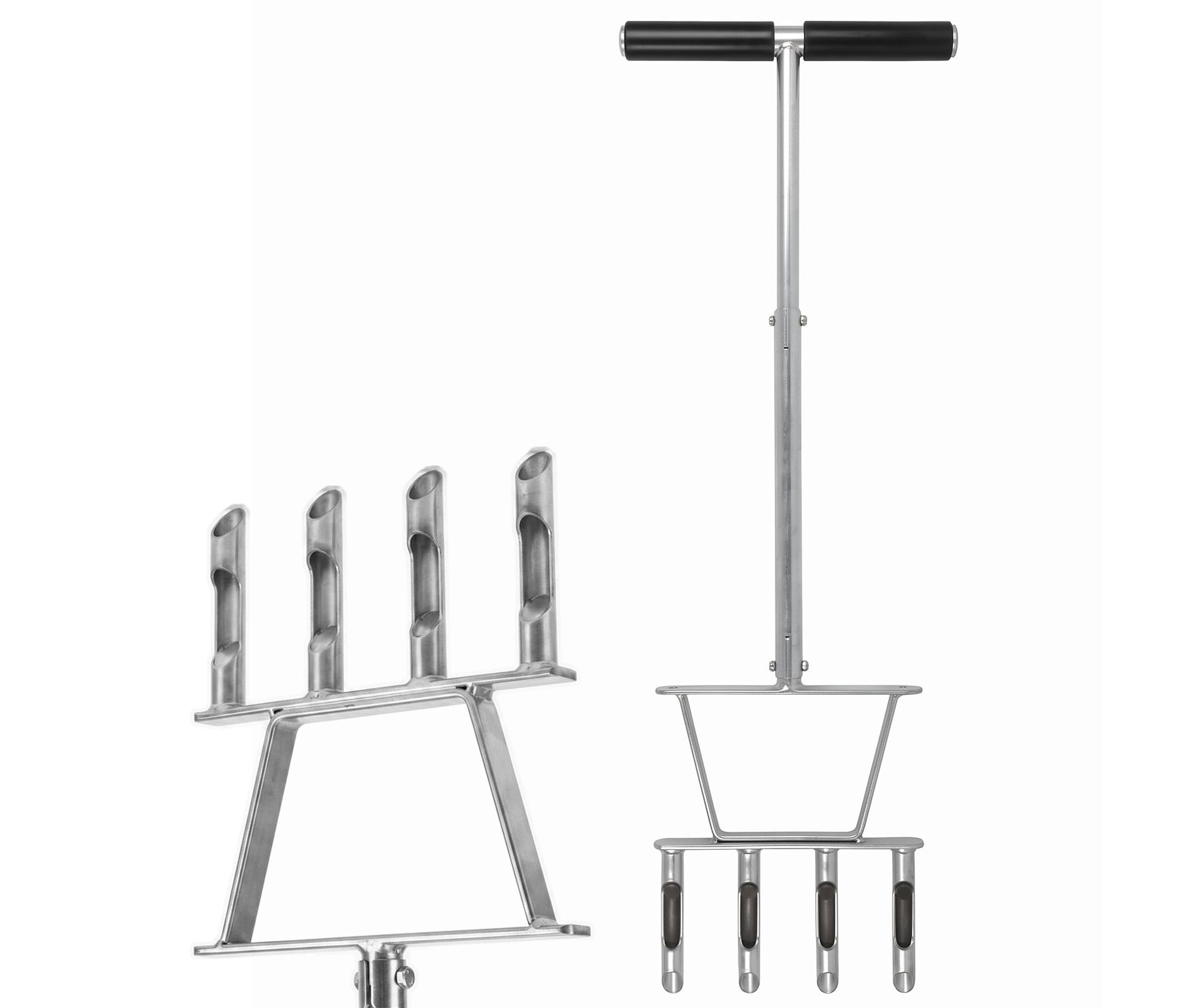 Manual Lawn Aerator with 4 Hollow Tines, Step-On Core Aerator for Small Lawns, Heavy-Duty Manual Push Core Aerator Garden Tool