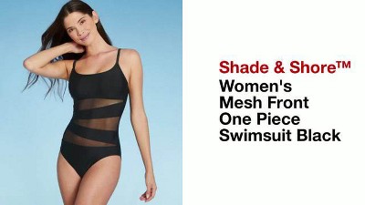 Women's Shirred Cup Underwire High Leg One Piece Swimsuit - Shade & Shore™  Black Shine 38dd : Target