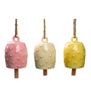 Transpac Ceramic Patterned Garden Bell Set of 3 Spring Home Decorations - 1 of 1