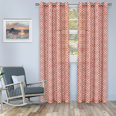 Printed Honey Comb Sheer Grommet-Top Curtain Panels by Blue Nile Mills