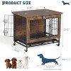 coucheta Small Dog Crate Furniture with 2 Doors and Wheels, 26.4 in L x 19.7 in W x 25.6 in H Heavy Duty Wooden Indoor Kennel Dog House Cage - 2 of 4