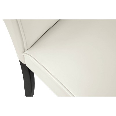 Ivory Faux Leather Upholstered Parsons Side Chair with Wood Legs