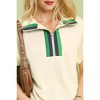 I am a Fashion Junky Umgee Textured Striped Zip Collar Knit Top - 4 of 4