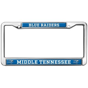 Middle Tennessee State Blue Raider Logo Full Size Standard License Plate Metal Frame - 1 of 4