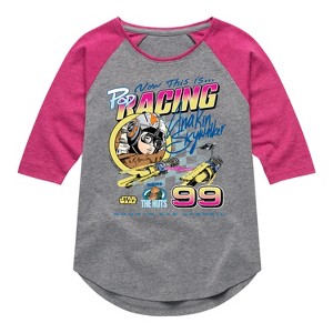 Girls' - Star Wars - This Is Podracing Anakin Skywalker -Toddler And Youth Girls Shirt Tail Raglan Shirt Tail Raglan Graphic T-shirt - 1 of 4