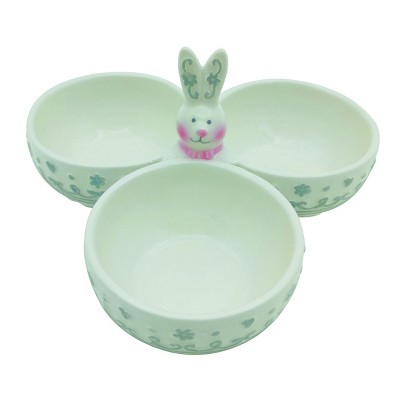 Transpac Ceramic 7.75 in. Easter Patterned Bunny Tidbit Tray