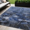 Navy Blue And Denim Blue Floral Washable Indoor Outdoor Area Rug - 2 of 4