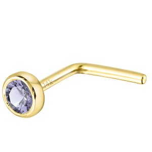 Jewelry Avalanche 22G 14K Gold Bezel-set Tanzanite L-shape Nose Stud - 1 of 1
