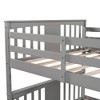 NicBex Full Size Bunk Bed Convertible Wooden Bed Frame with Ladder and Full Length Guardrail for Bedroom, Dormitory, No Box Spring Required, Gray - 4 of 4