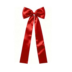 Elegant Satin Christmas Tree Topper Bow - Classic Red/Gold, 23.6×74.8in, Built-in Wire for Easy Shaping(1PCS) - 1 of 4