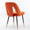 DOMETOUR Modern Velvet Upholstered Dining Chair with Nailheads and Gold Tipped Black Metal Legs Set of 2 - 2 of 4
