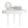 Corner Vanity Desk with Mirror and Stool, Modern White Makeup Table with LED Light & Storage for Small Bedrooms or Apartments-Cuddlewood - 3 of 4