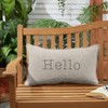 Sunbrella Indoor/Outdoor Hello Embroidered Lumbar Throw Pillow Cast Silver - Sorra Home: Weather-Resistant, Transitional Style - 2 of 4