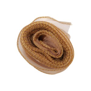 Unique Bargains Ribbon Gold-Edged Fishtail Organza Simple Style Polyester 354.33"x1.57" 1 Pc - 1 of 3