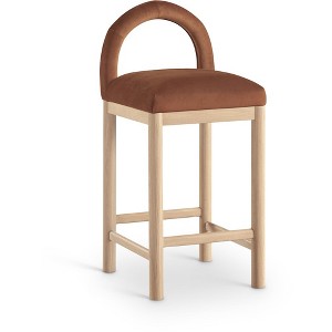 Meridian Furniture,Conrad Cognac Velvet Counter Stool - 1 of 4