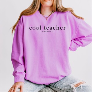 Simply Sage Market S.W.Smiley Cool Teacher  Lightweight Garment Dyed Sweatshirt - 1 of 4
