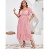 Plus Size Summer Dress for Women Square Neck Casual Boho A Line Maxi Dress - 3 of 4