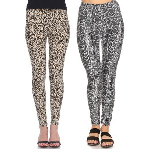 Women's Pack of 2 Leggings - One Size Fits Most - White Mark - 1 of 1