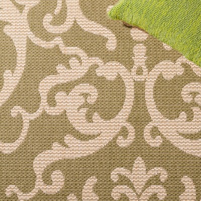 Safavieh Courtyard Square Olive and Natural Floral Motif Rug