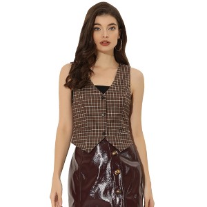 Allegra K Women's Steampunk Dressy Sleeveless Versatile Racerback Suit Vests - 1 of 4