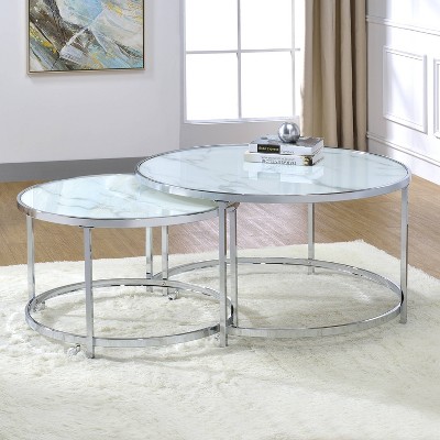 Rayne Nesting Cocktail Table White - Steve Silver Co.