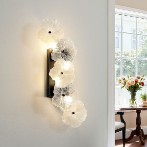 KAISITE 21" 5-Light Crystal Flower Wall Sconce Glass Floral Vanity Lighting - 1 of 4