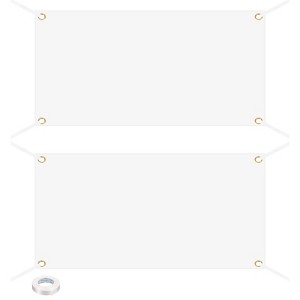 Unique Bargains Polyester Decorate DIY Blank Banners Signs with Hanging Rope 2 Pcs - 1 of 4