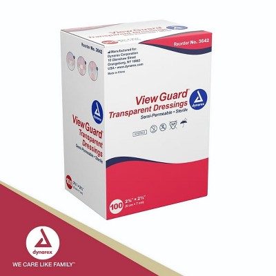 Dynarex View Guard Transparent Semi-Permeable Dressings 2 3/8" x 2-3/4", 100 Count