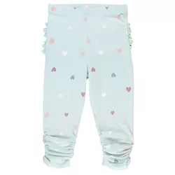 RuffleButts Sweet Hearts Knit Ruched Bow Leggings - Blue : 3T