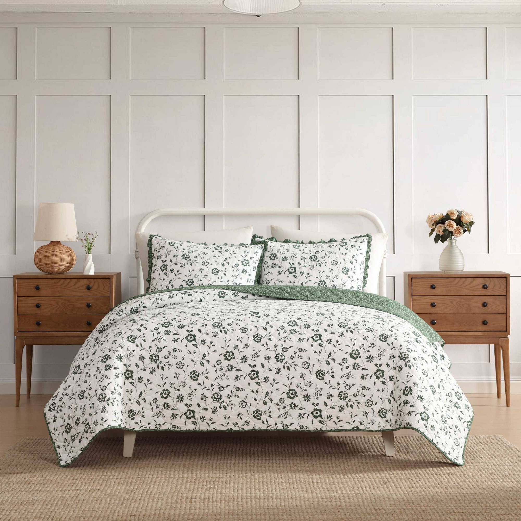 Laura Ashley 3pc Full/Queen Miranda Quilt Bedding Set Green
