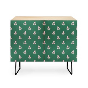 Maritza Lisa Retro Pink Leaf Pattern Credenza - Deny Designs - 1 of 3