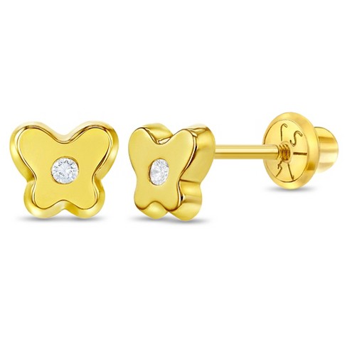 Screw-Back Earring Backs Yellow Gold Regular