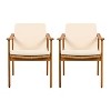 Outdoor Dining Chairs Set of 2, Teak Color Acacia Wood Frame, Brown PE Wicker,  Waterproof Cushion, Ideal for Patios, Gardens - 2 of 4
